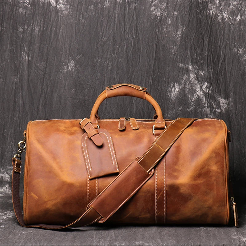 Vintage Crazy Horse Genuine Leather Travel Bag